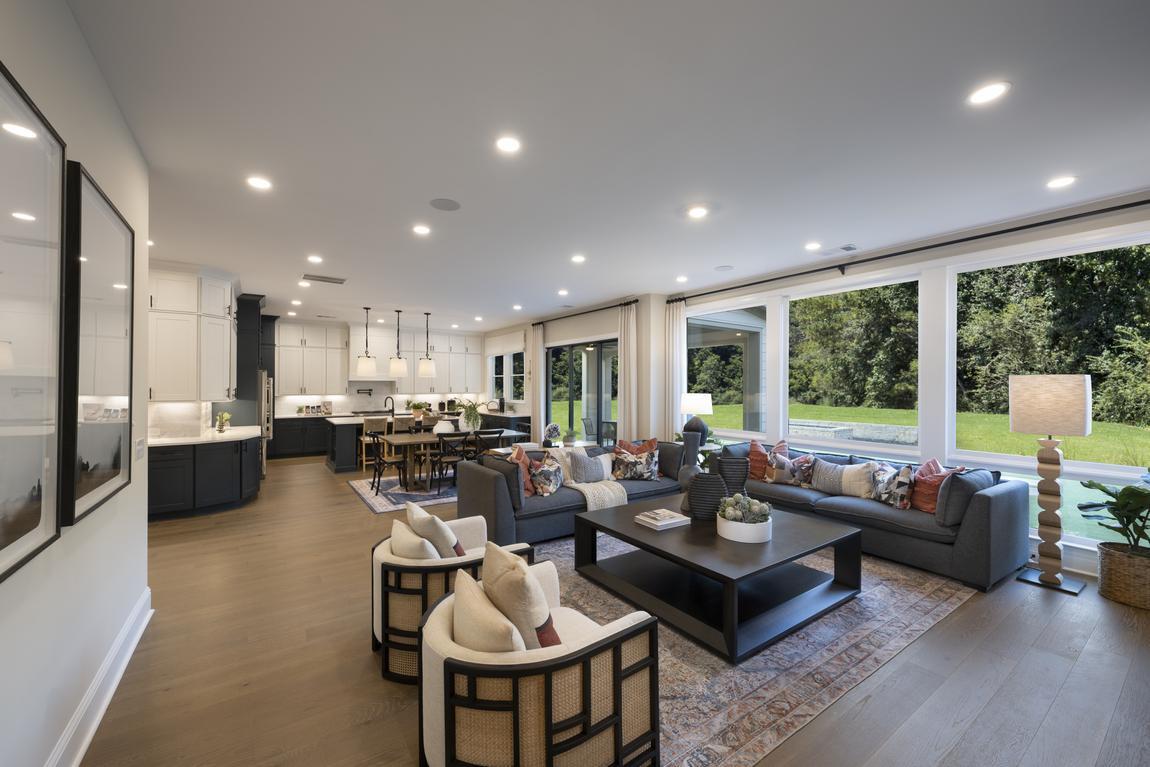 Living area with outdoor access and bright lighting