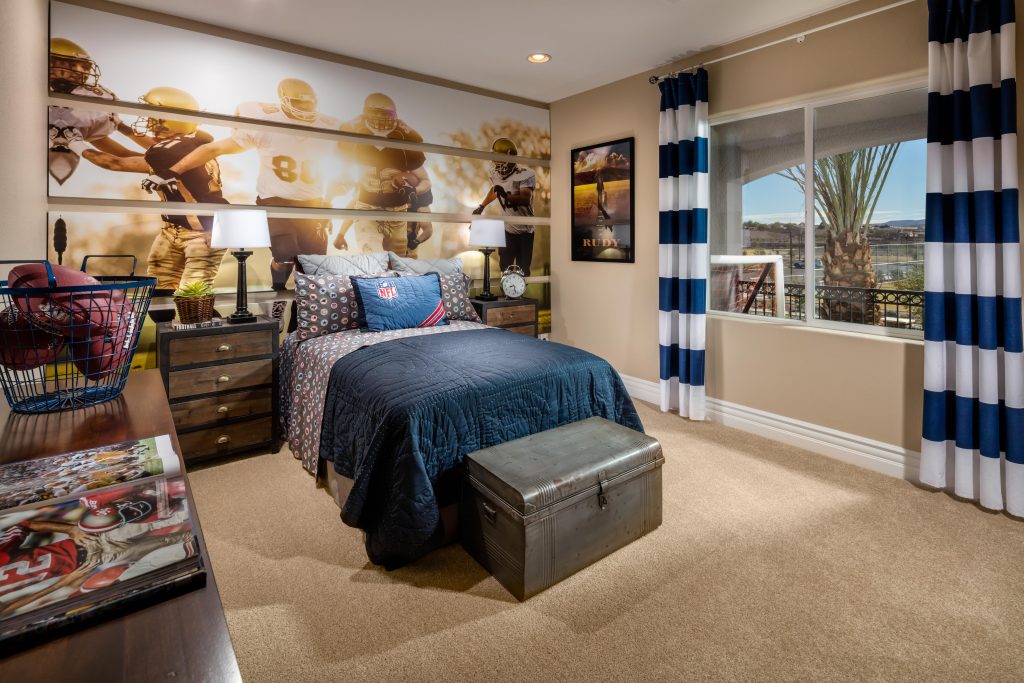 Teen bedroom with football theme.