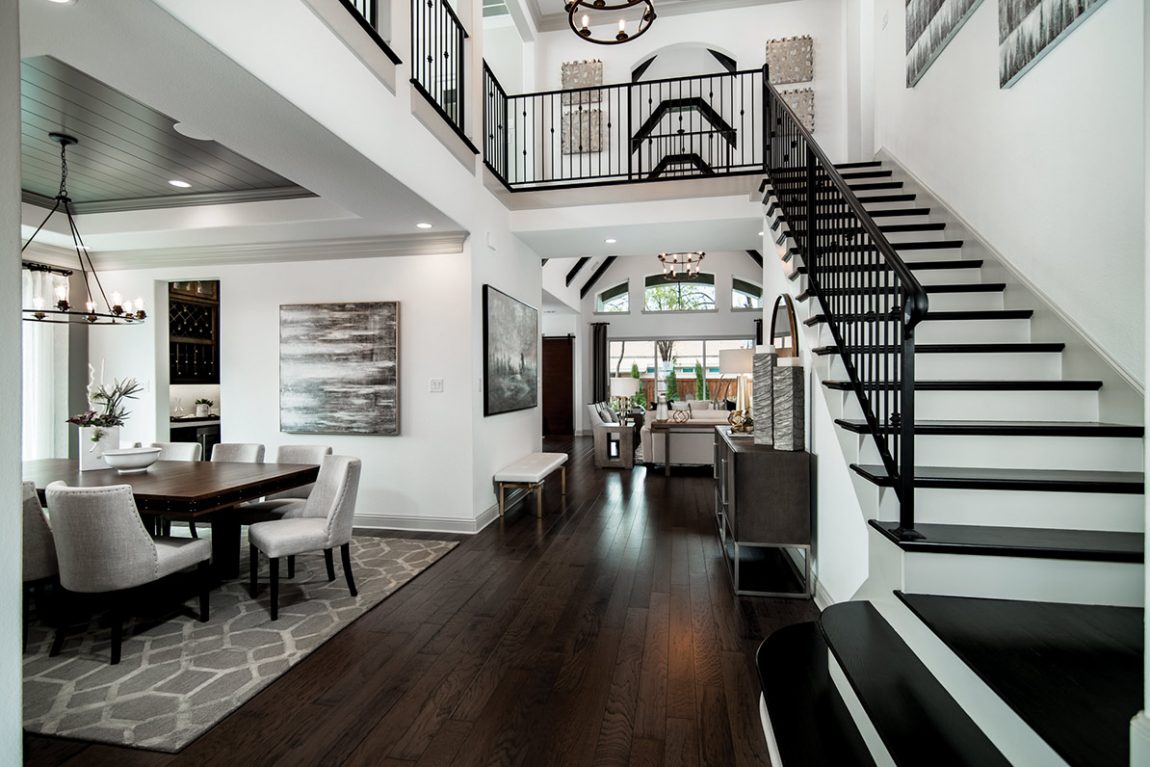 Entrance of a house with a staircase.