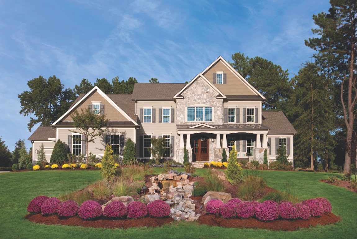 Home with brown stone exterior