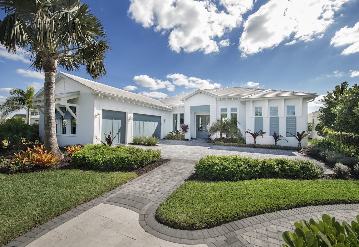 Home with white and blue exterior