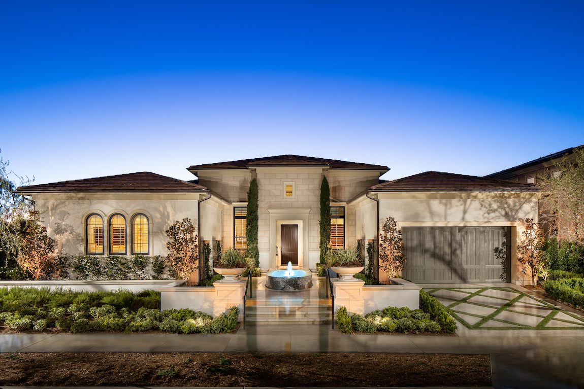 Stone home with brown exterior.