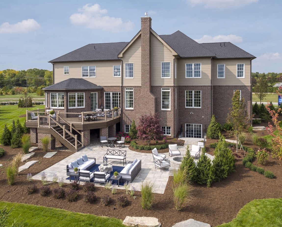 A birds-eye-view of backyard landscaping design.