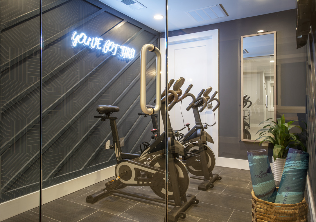 Fitness center with neon lights