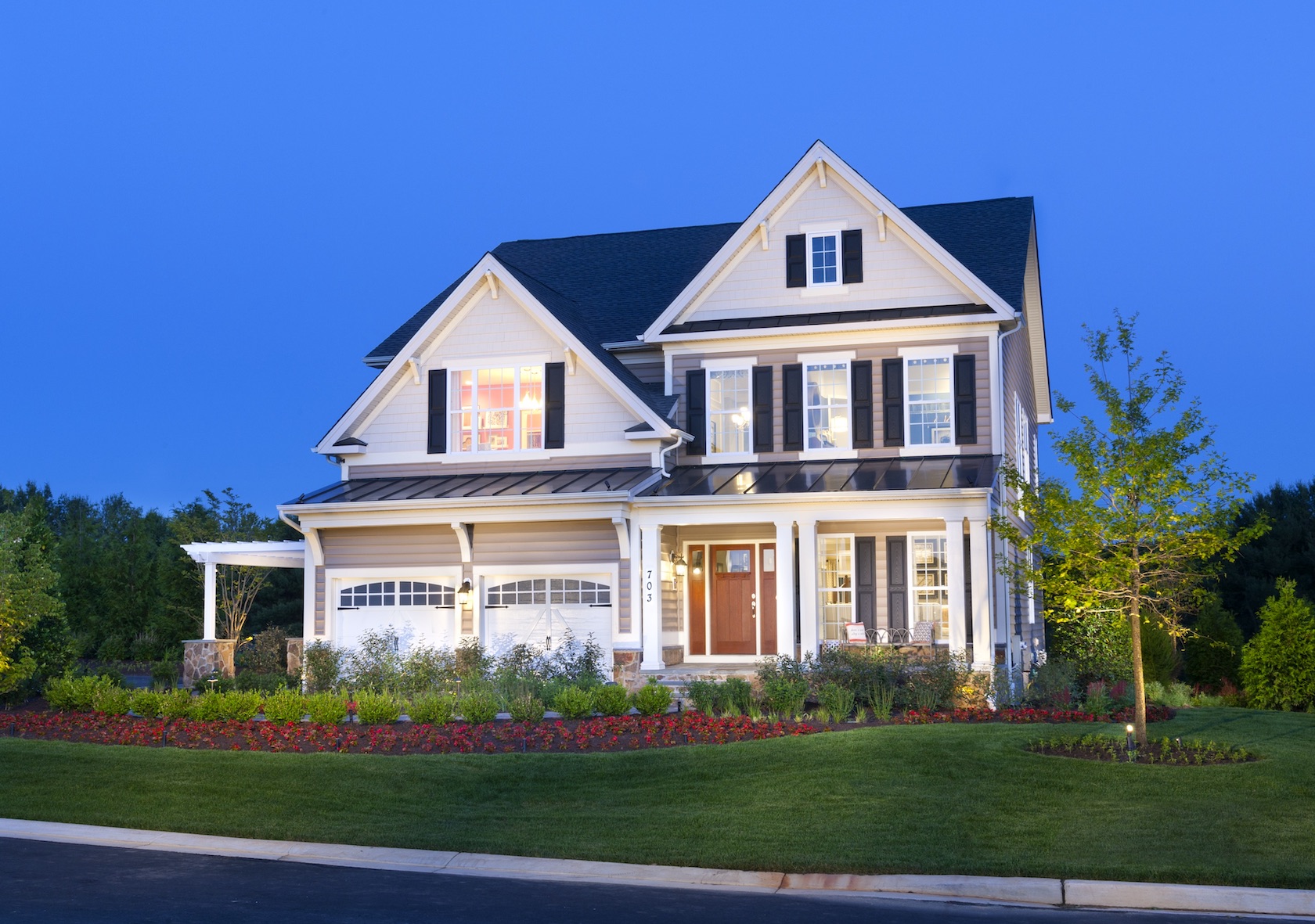 Exterior of home with landscape design.