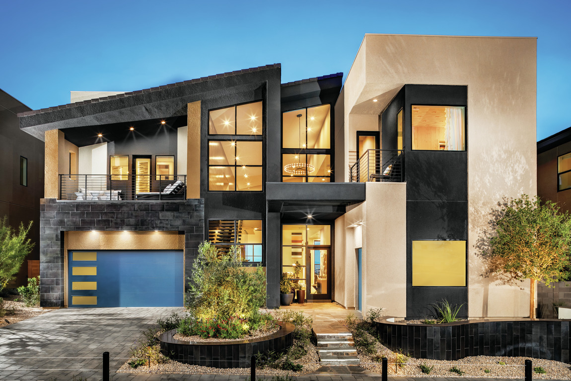 Exterior of a modern luxury home in Las Vegas, Nevada.