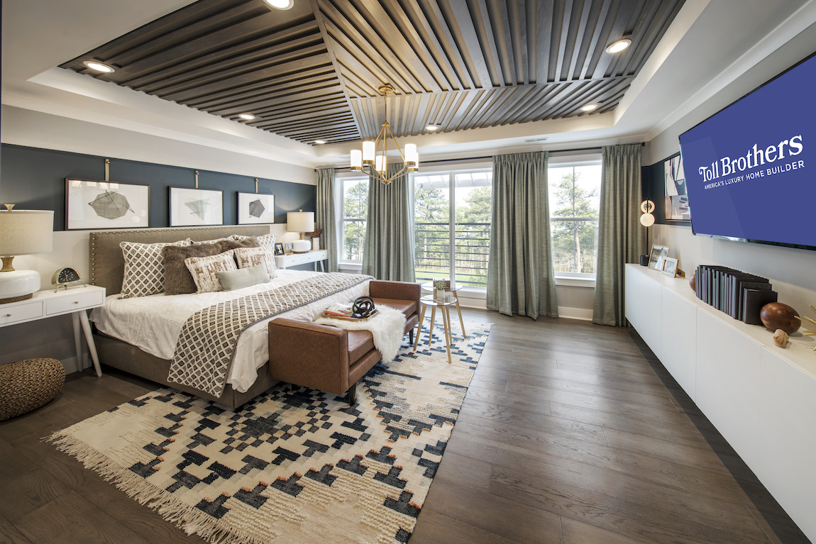 Master bedroom with eye-catching ceiling design