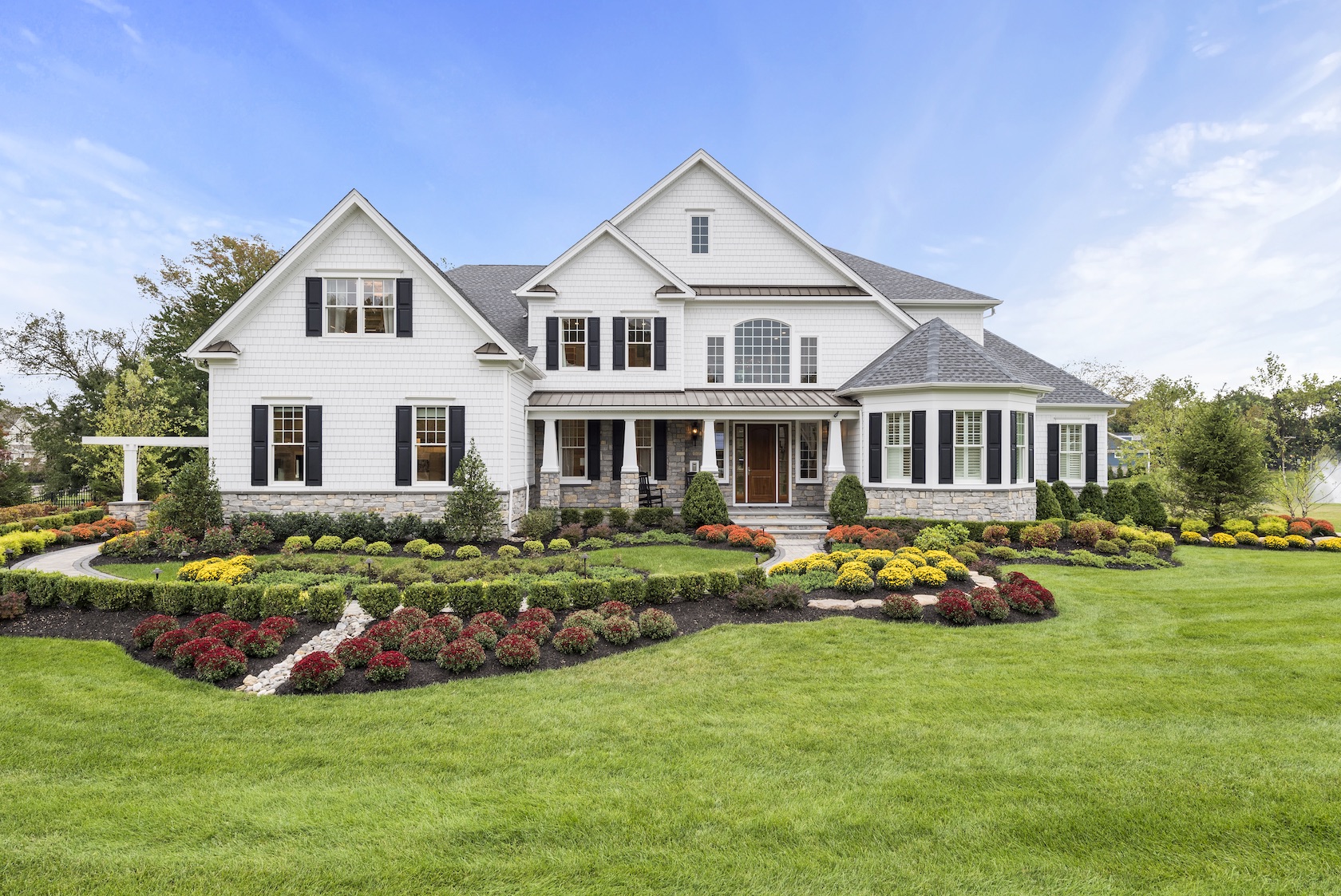Exterior of new home with landscaping in New Jersey.