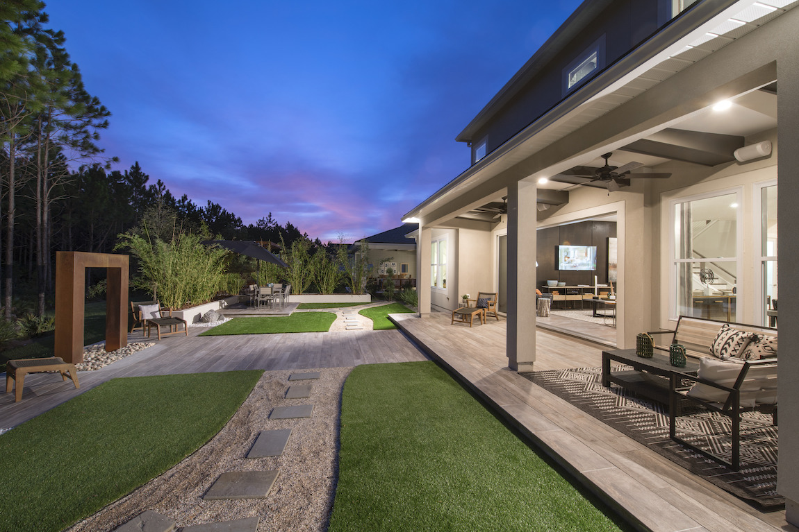 Spacious backyard area with outdoor rooms