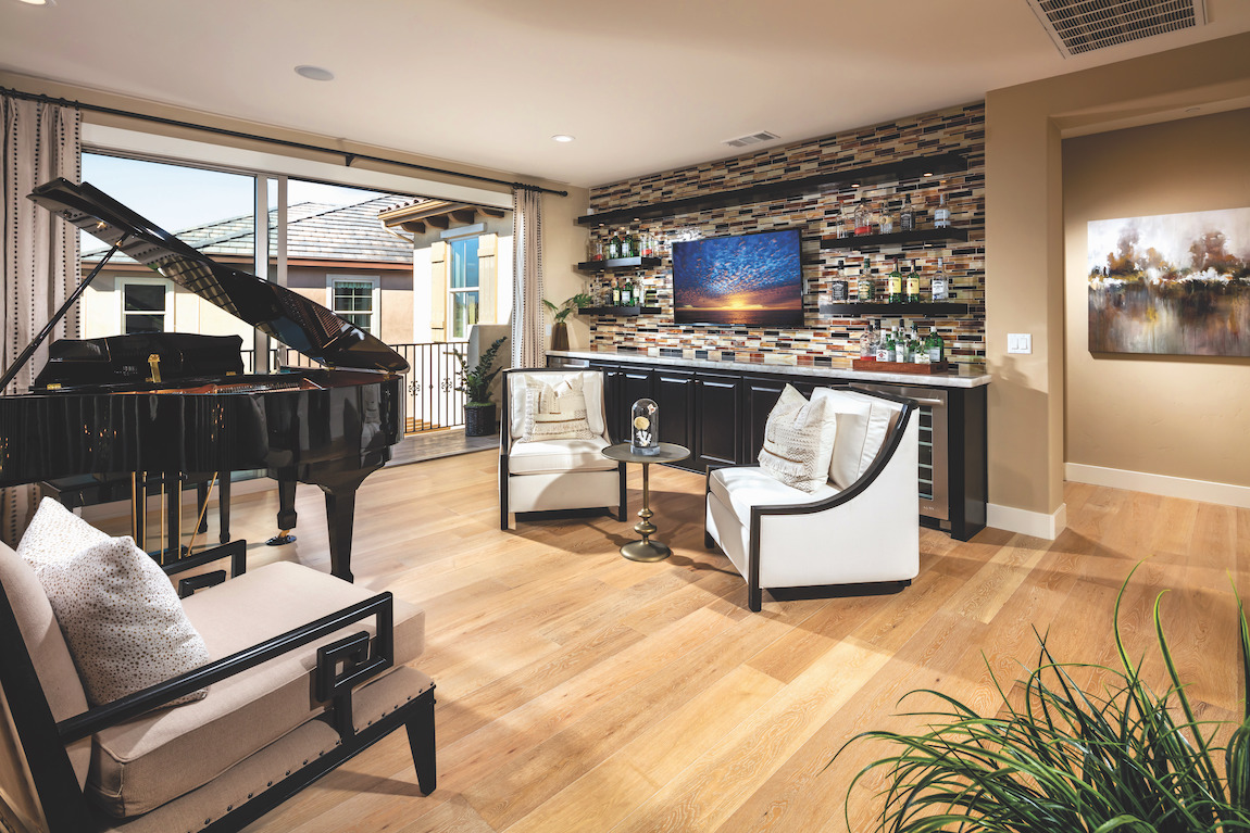 Musically inspired loft with connected devices like speakers