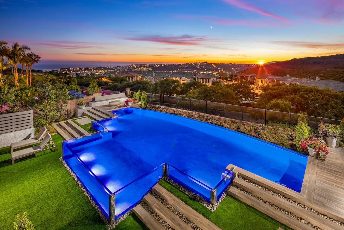 Backyard pool with breathtaking view