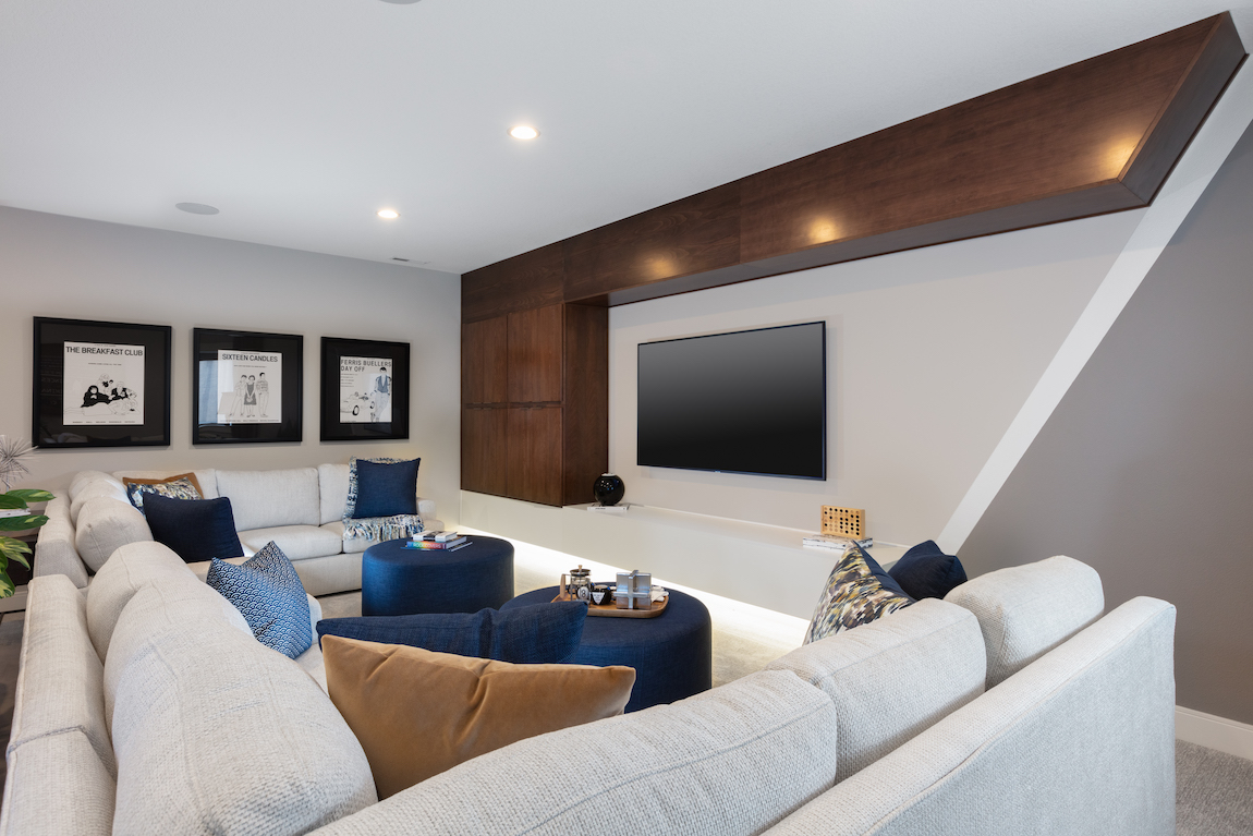 Technology in basement home theater.