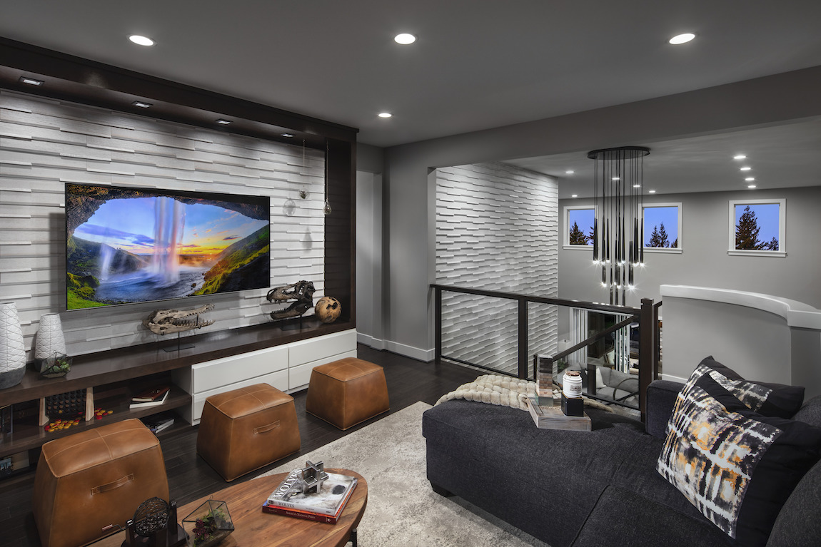 Luxe loft featuring entertainment area