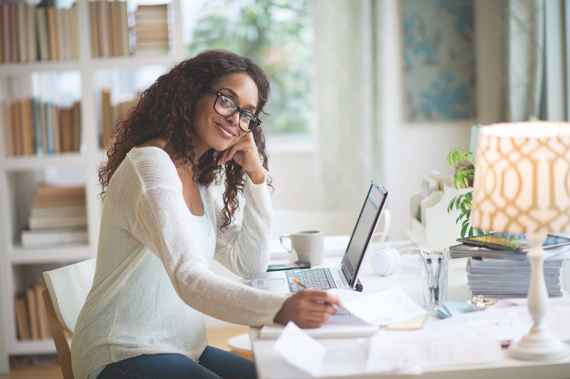 Woman evaluating her credit score