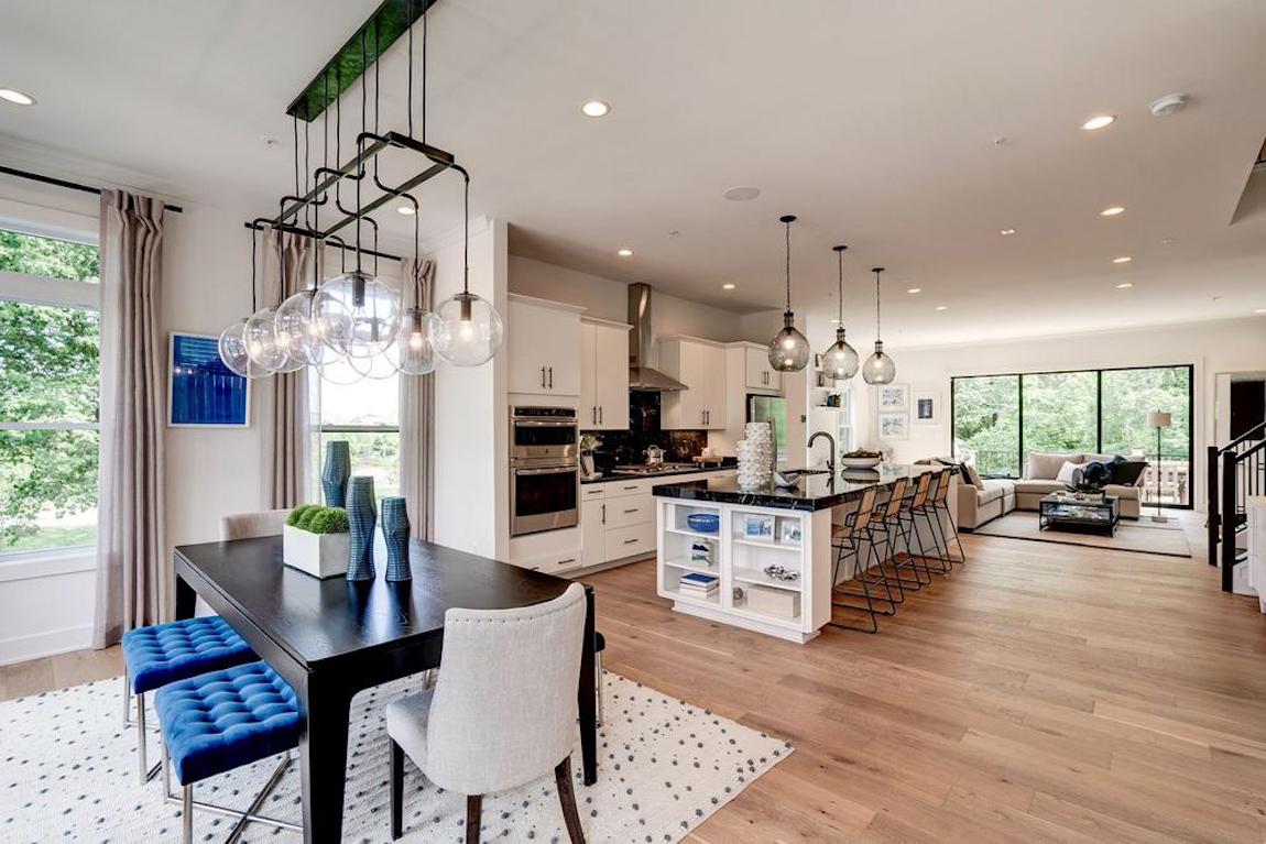Open floor design in townhome setting