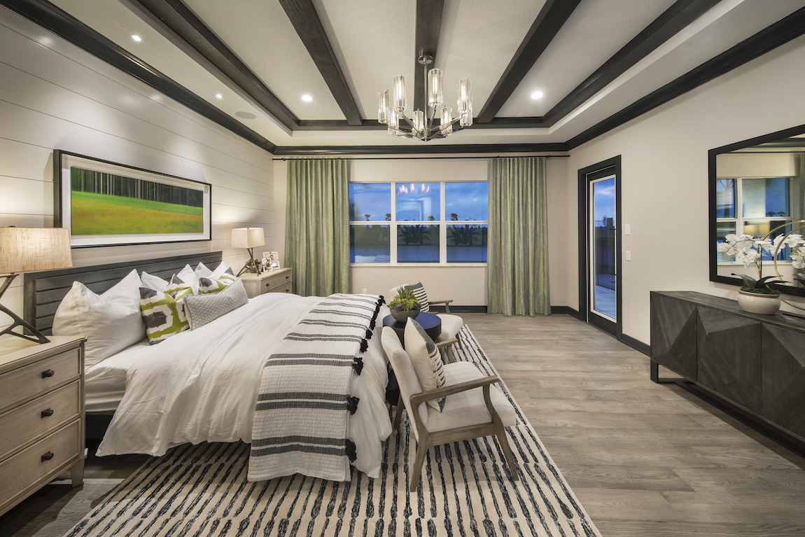 Master bedroom with beam ceiling