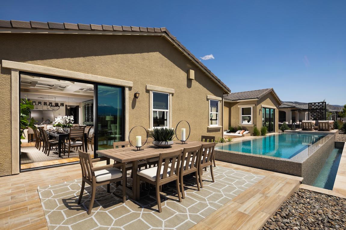 Backyard with pool and outdoor dining