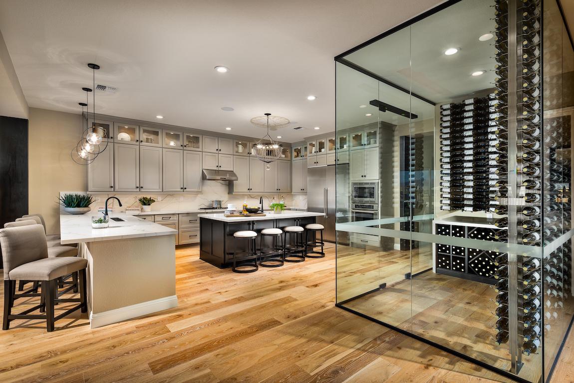 Sophisticated kitchen with wine cellar