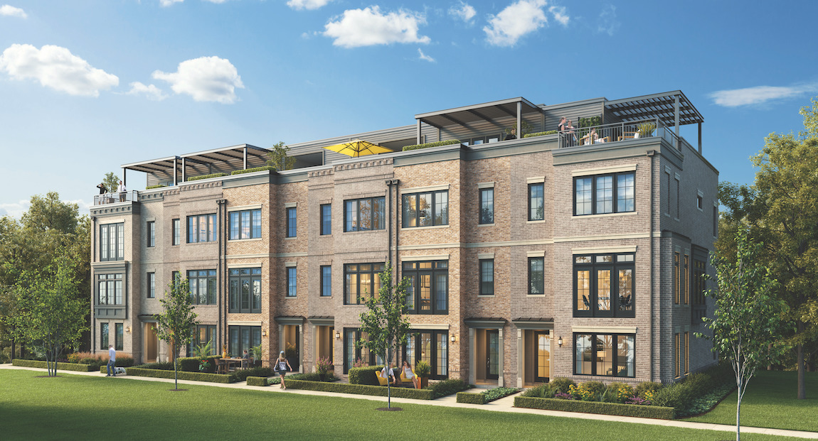 Townhome exterior with greenery