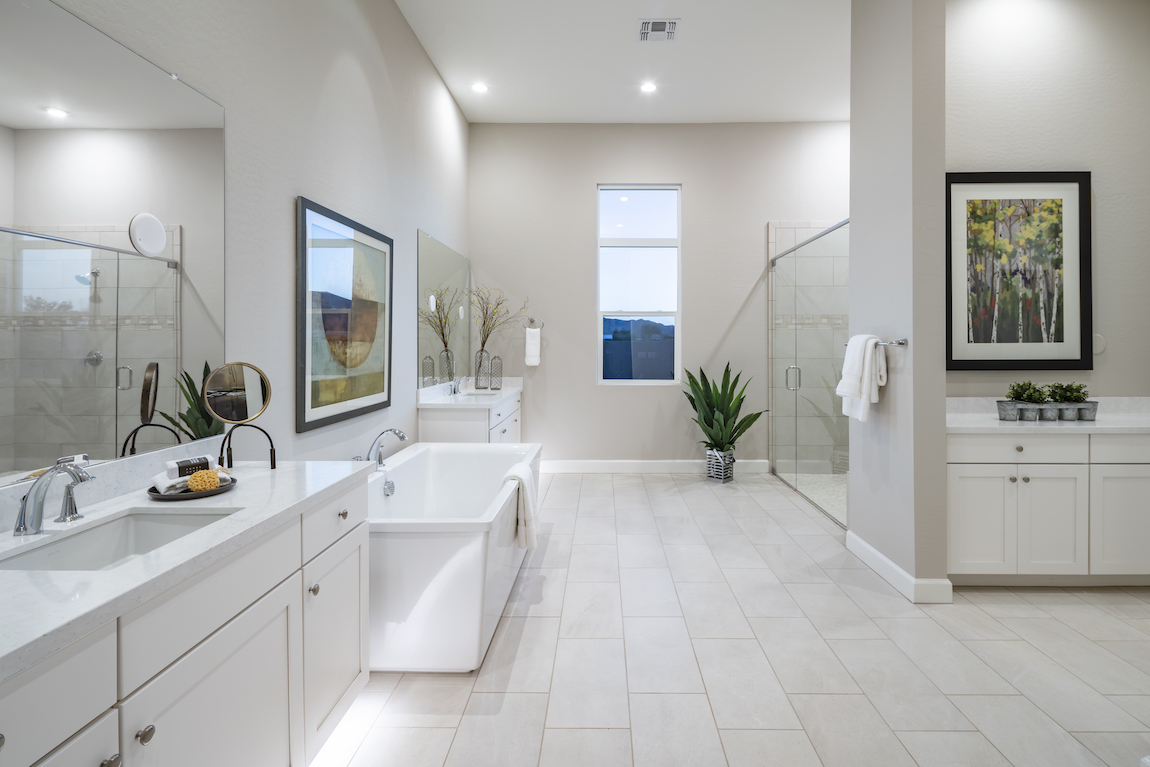 Master bathroom filled with interior plants to add a dash of vibrancy to space