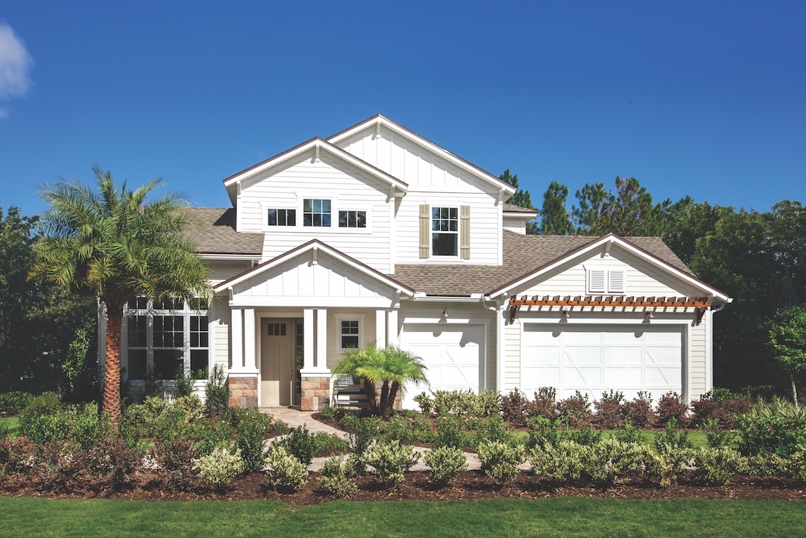 Front exterior of a Toll Brothers San Tropez model home in Florida.