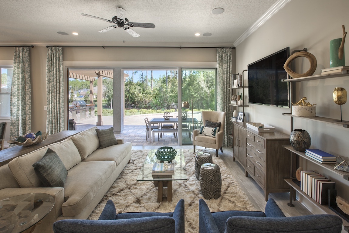 Living room in in Toll Brothers Terrano model in Coastal Oaks at Nocatee community.