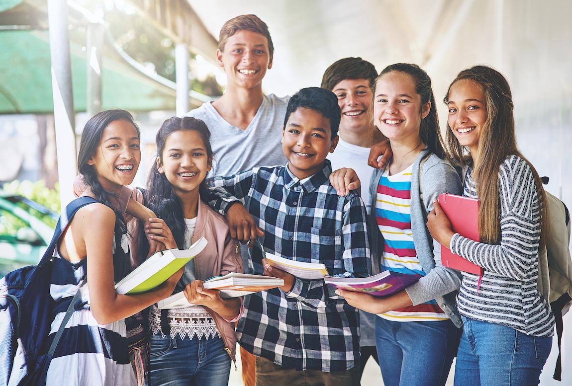 School students posing for a group photo