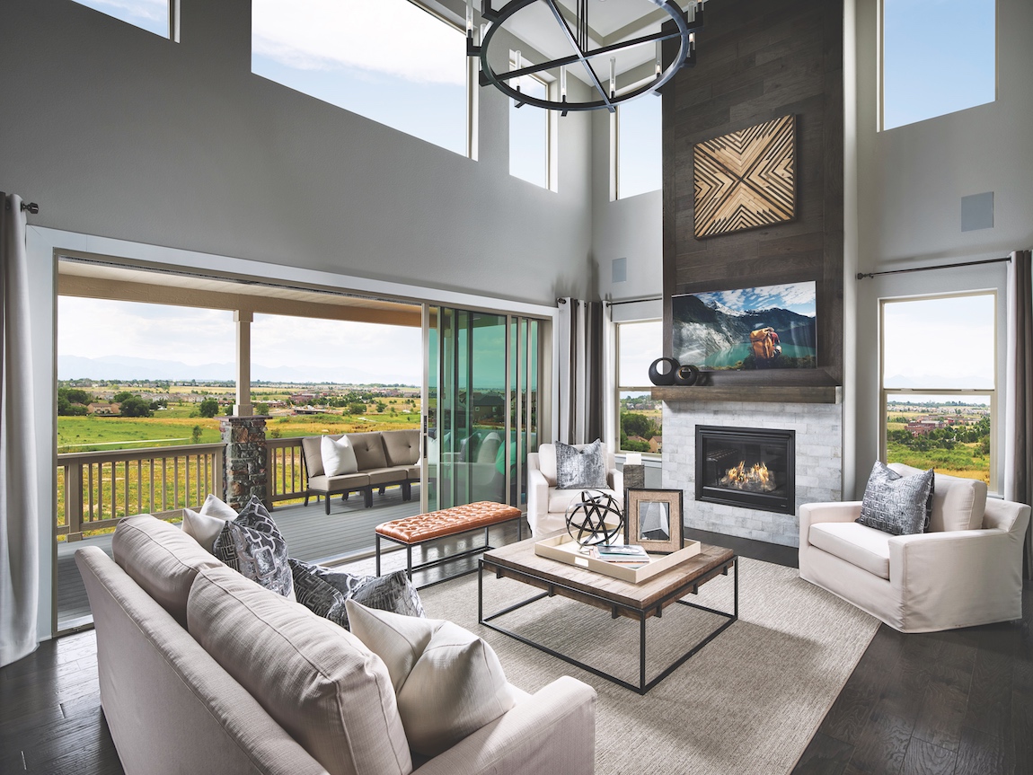 View of the Rocky Mountains from a Toll Brothers model home in Colorado.