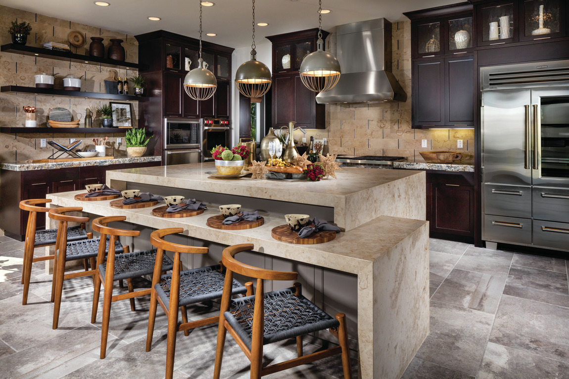 Luxe kitchen featuring wall with herbs and spices