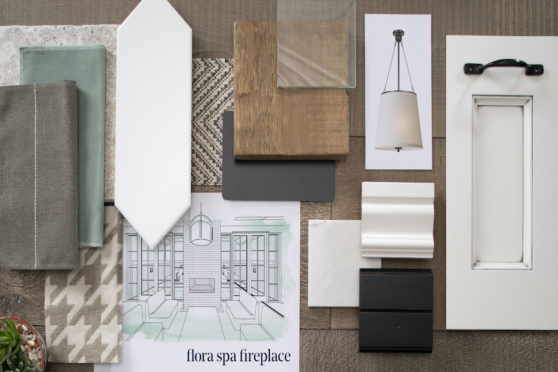 Flora Spa Fireplace mood board for Sterling Grove