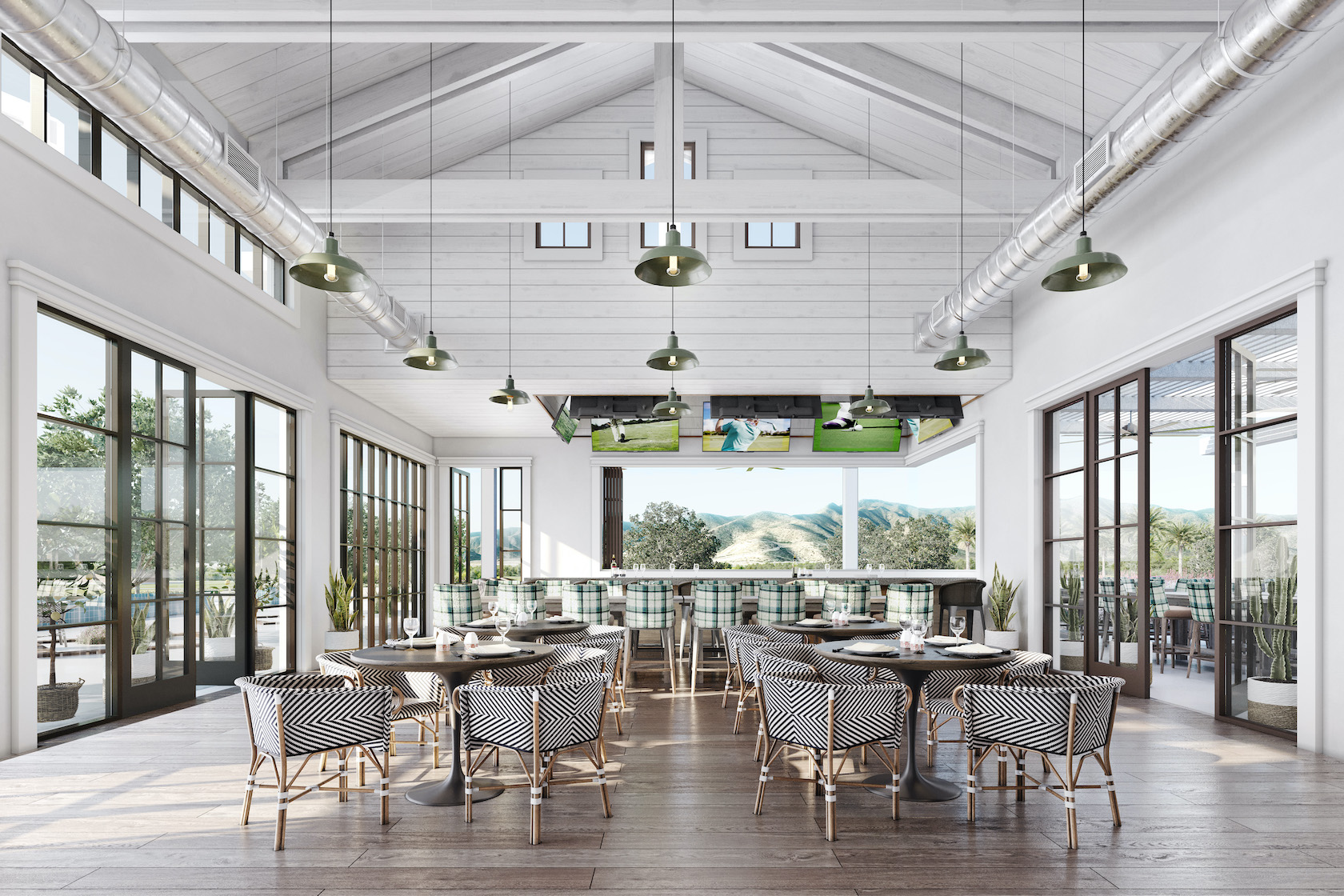 Sterling Grove Restaurant featuring high ceilings, tables and open windows