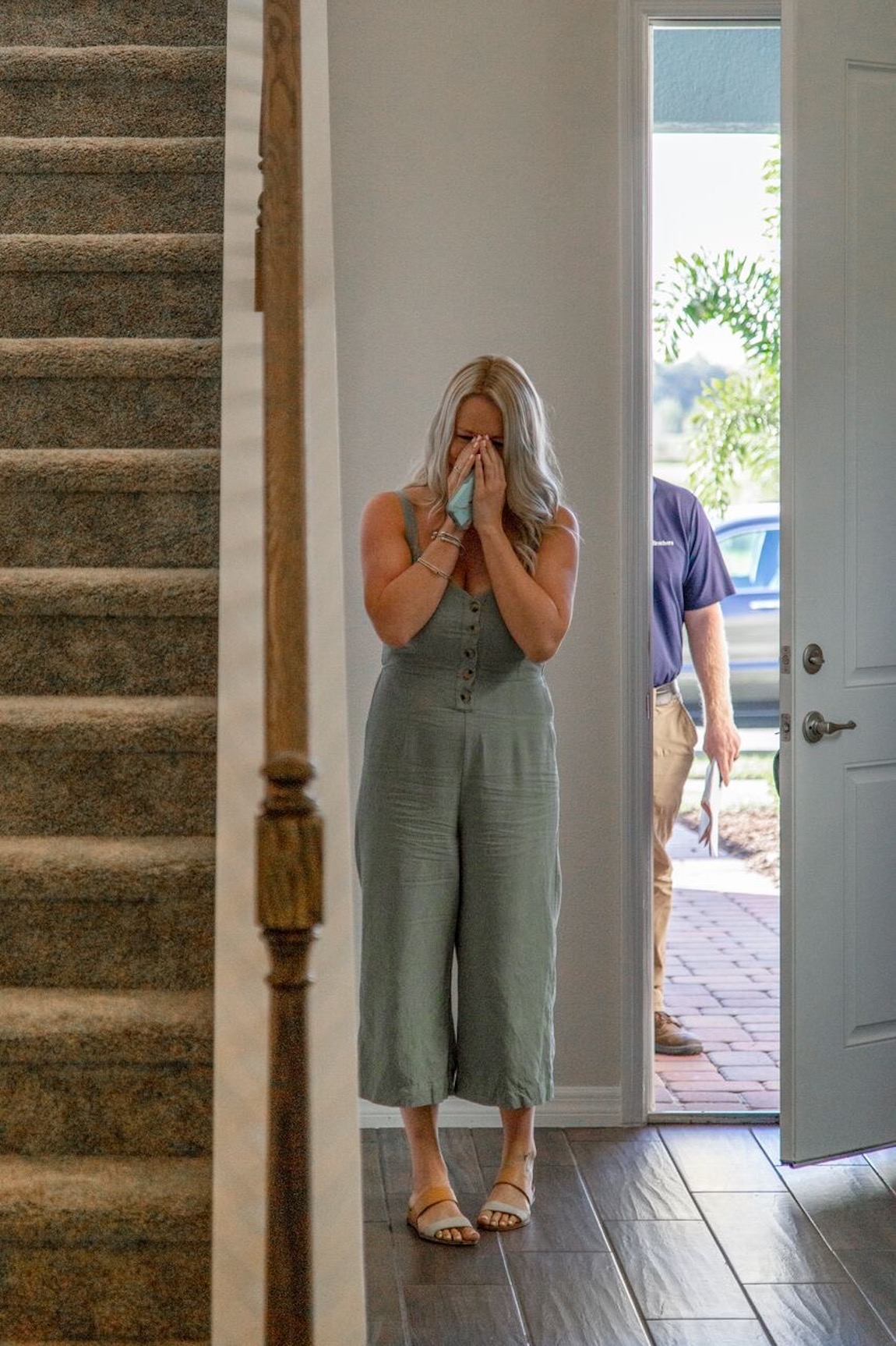 Kelsie reacting to the surprise engagement