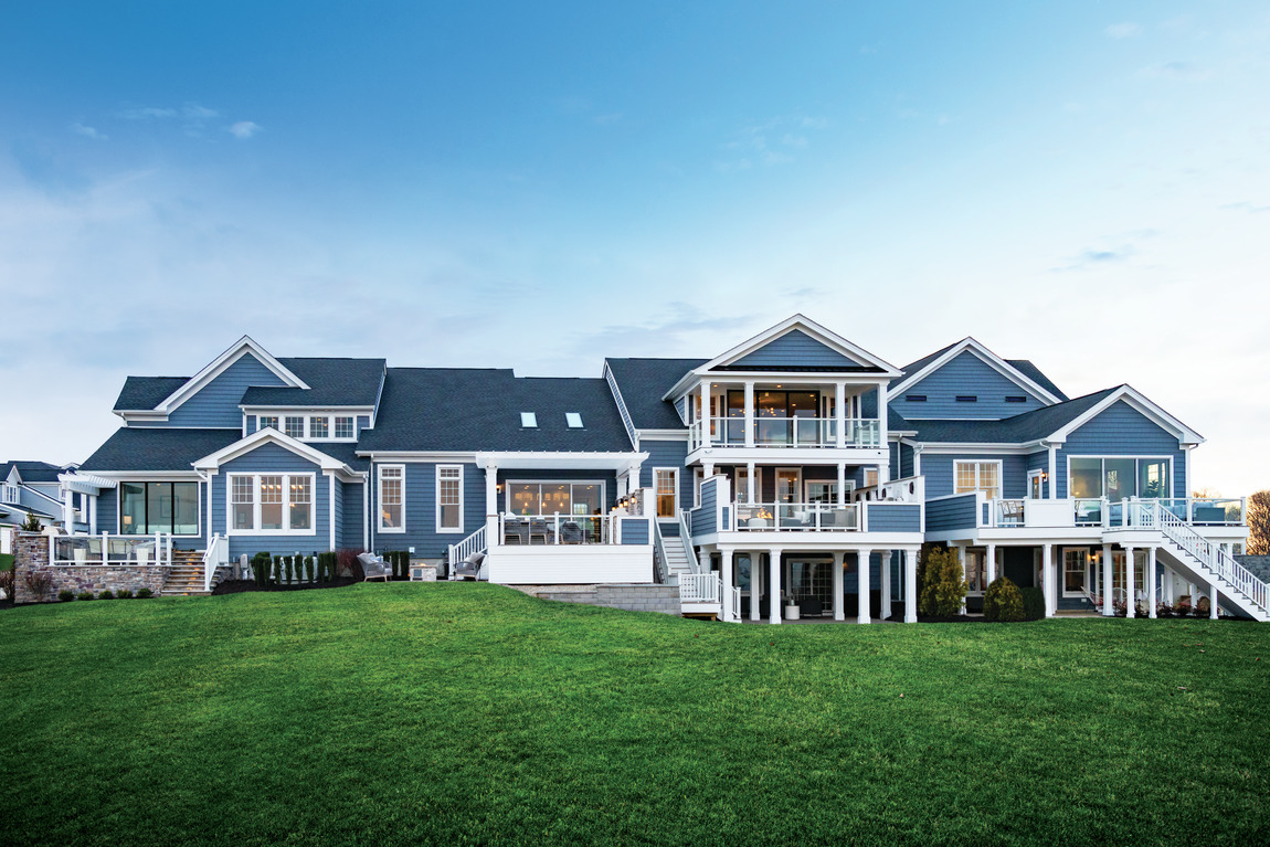 Exterior of a new construction Toll Brothers Vaughn model home in Massachusetts