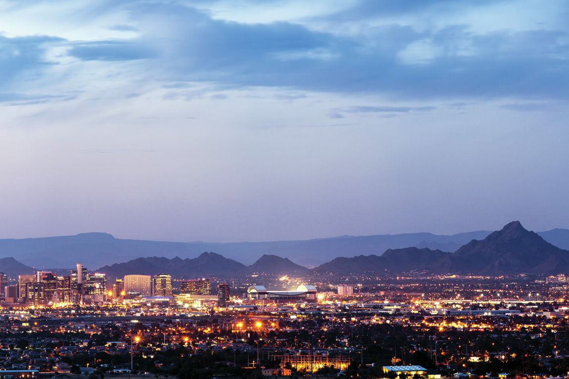 Nighttime in Phoenix metro area