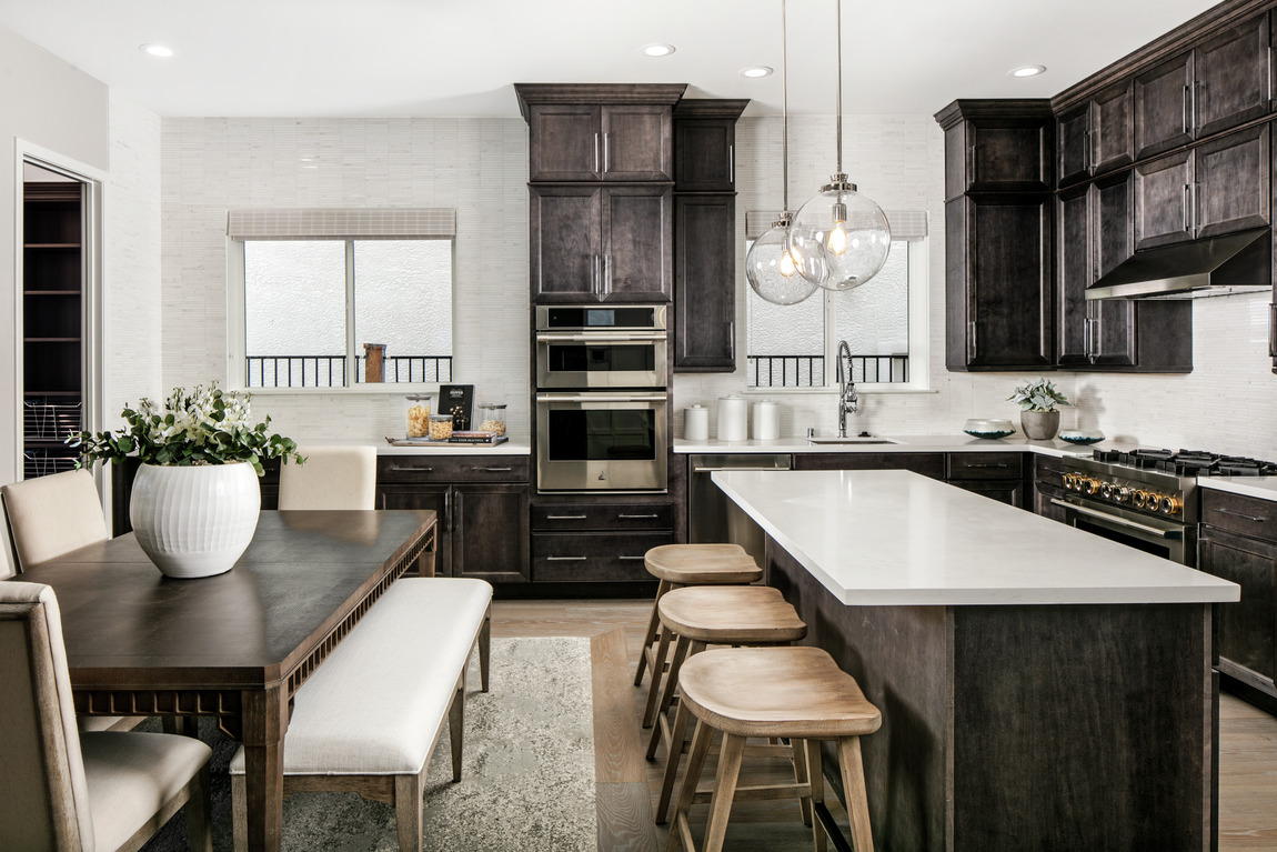 kitchen with luxurious texture and island seating