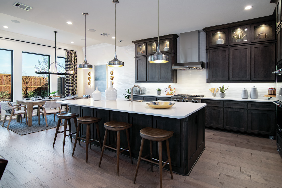 Dramatic kitchen with a bold island design.