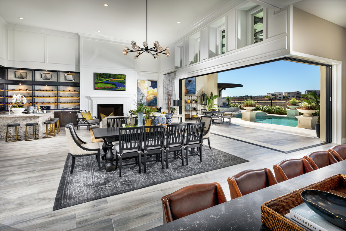 Open concept floor plan leading to an outdoor space in a luxury home.