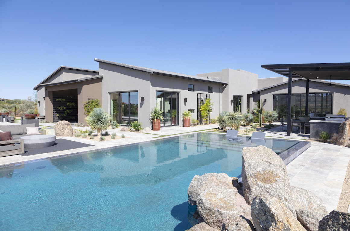Luxe backyard with pool