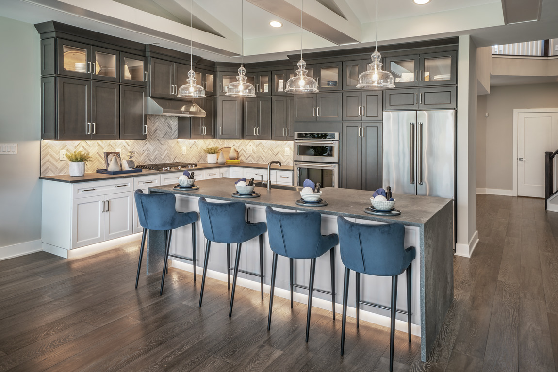 luxe kitchen with black cabinets