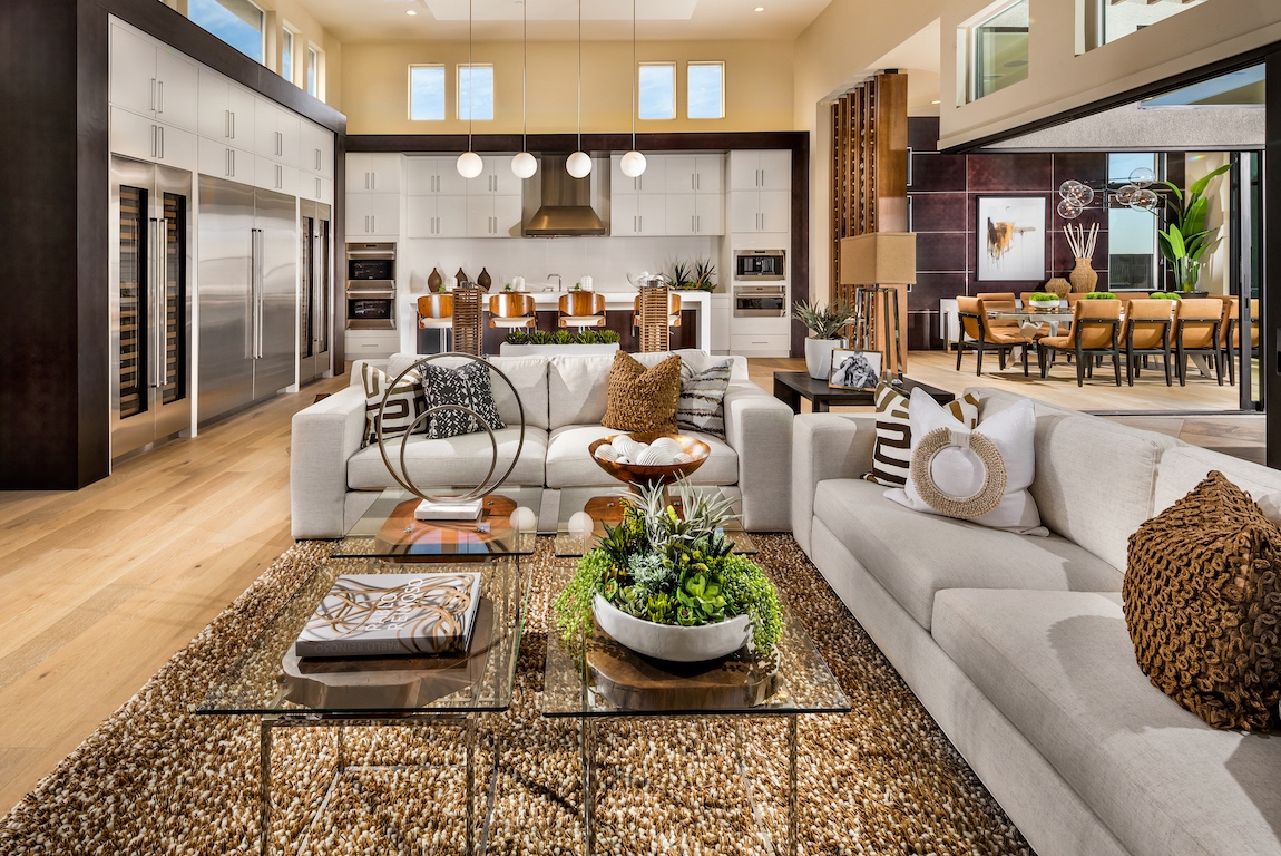 Open concept living space near a kitchen 