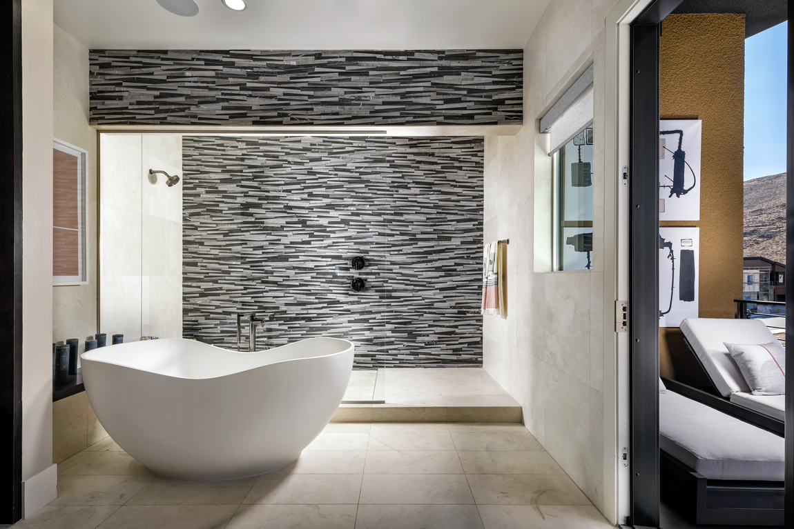 Bathroom with a large walk-in shower.