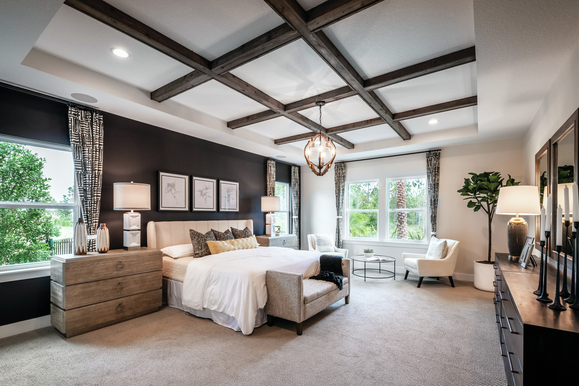 Coffered ceiling in bedroom