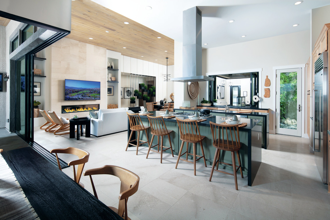 Spacious kitchen design with central island