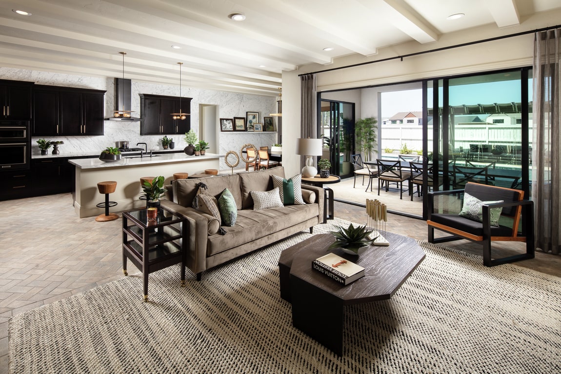 white beam ceiling in great room