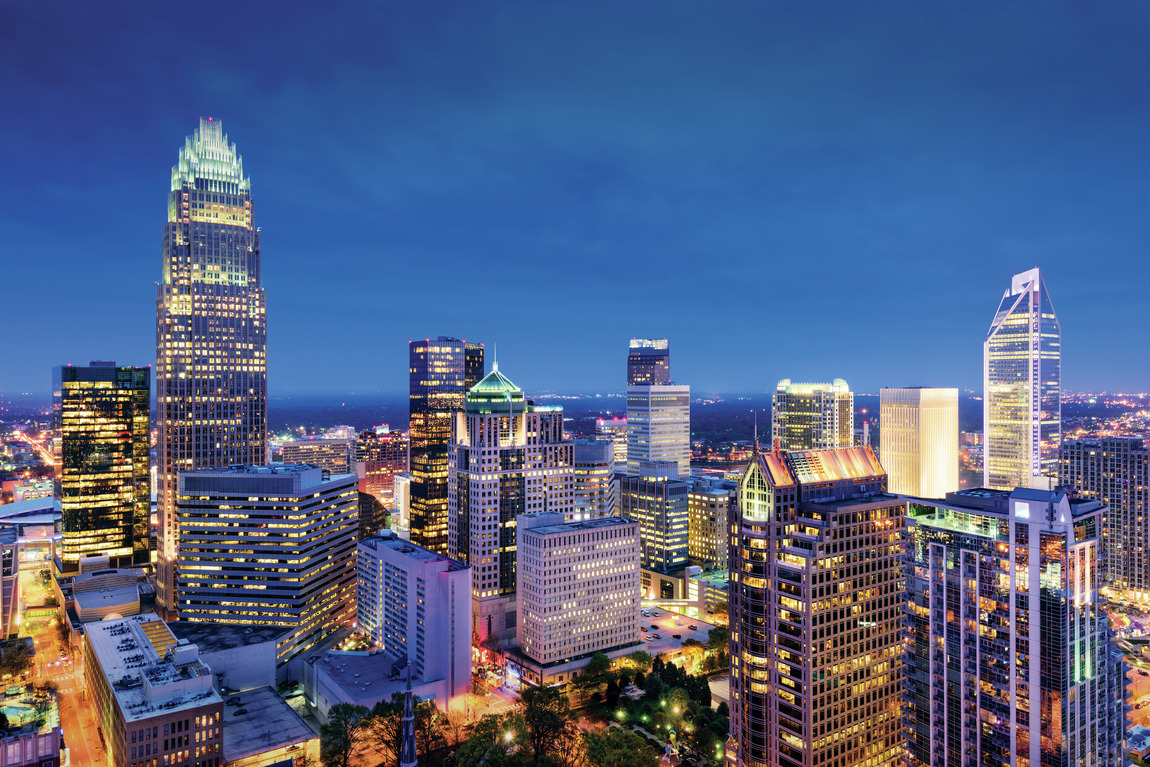 Downtown Charlotte, a drive away from Tremont Station