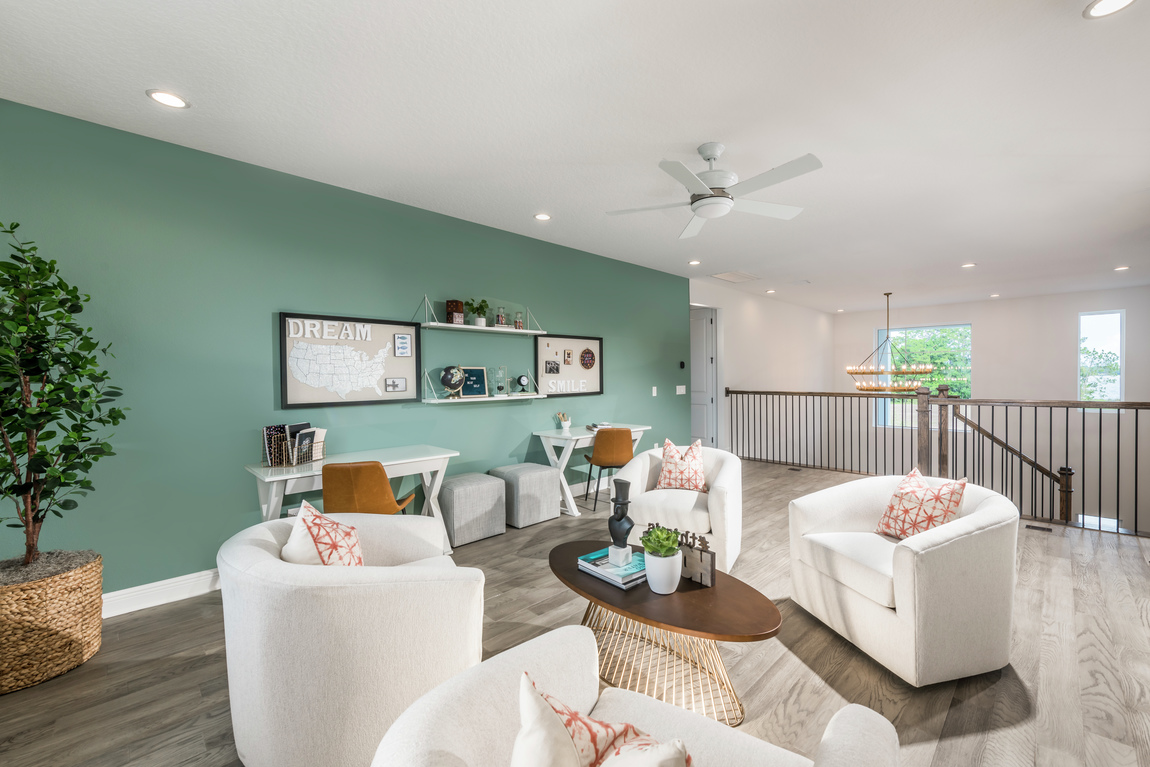 Light, airy loft design with kids workspace