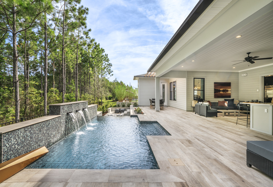 stunning patio design with pool