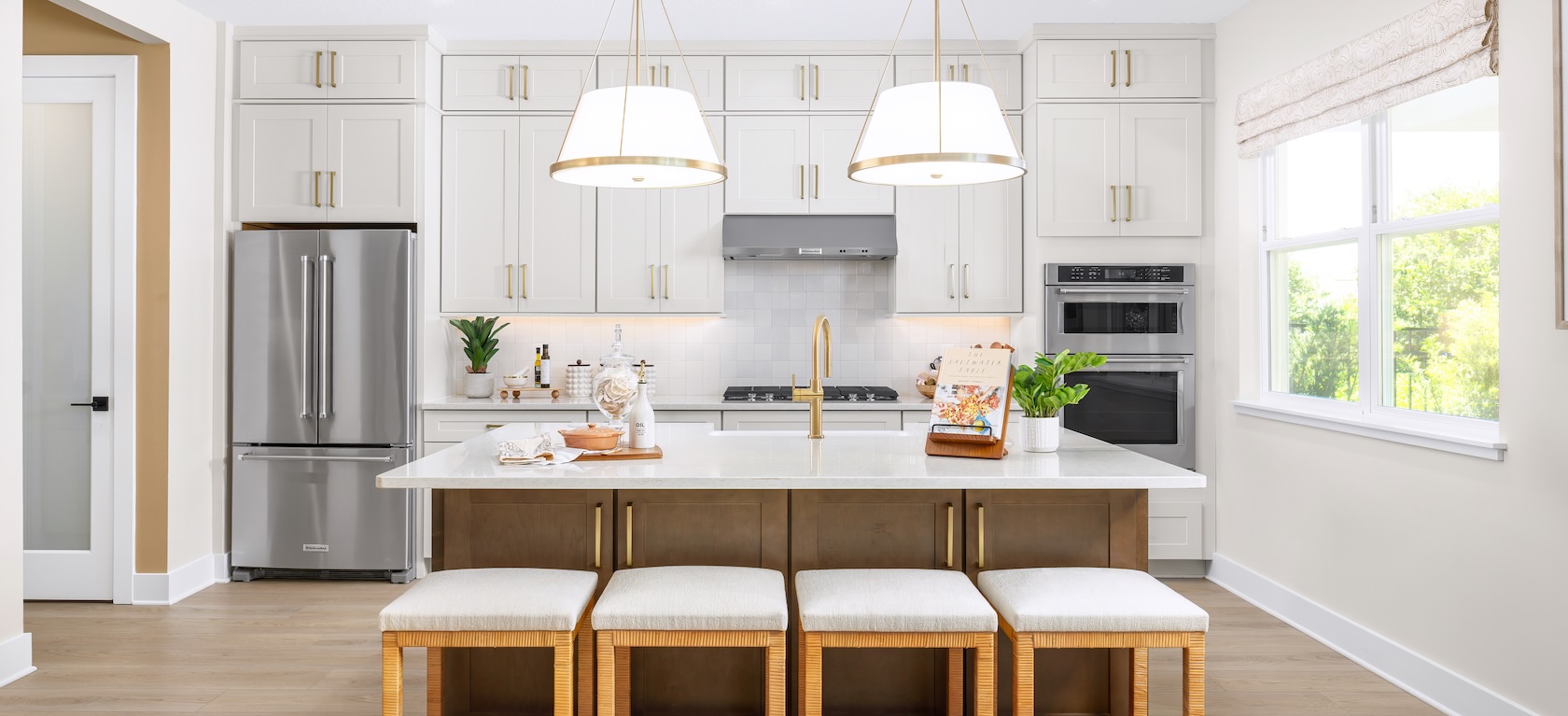 modern kitchen with marble countertops