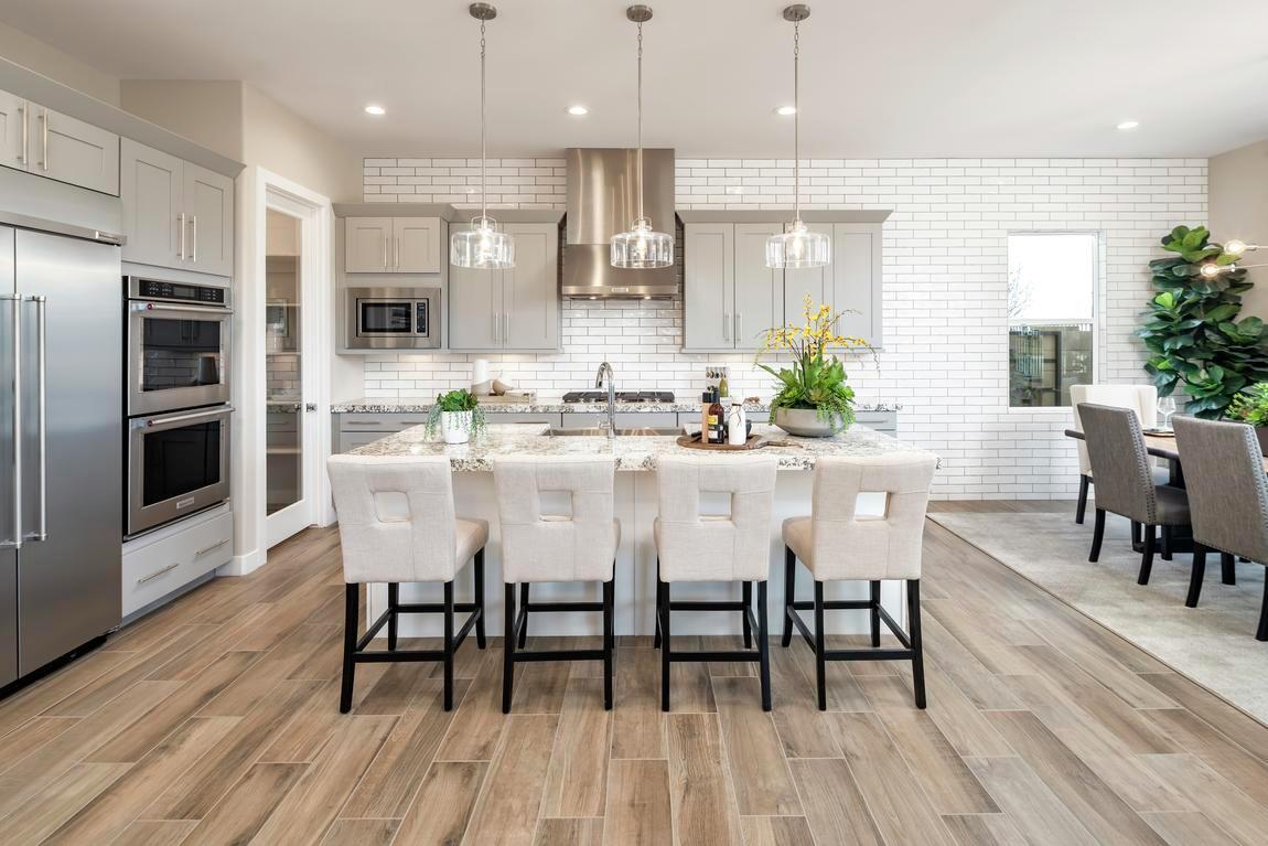 kitchen with white subway tile backsplash