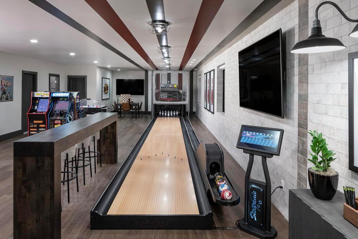 Innovative basement design with bowling alley